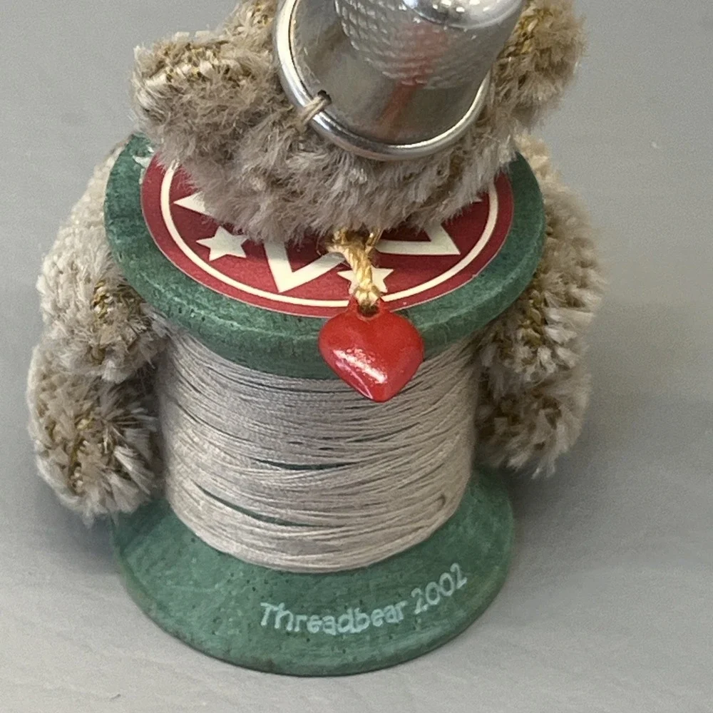 Hallmark Threadbear Keepsake Ornament Christmas 2002 Fabric Wood Metal Vintage